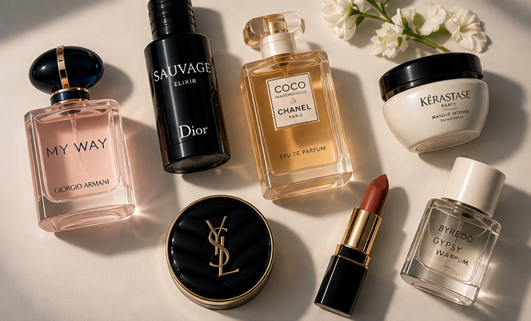 Premium fragrances cosmetics and beauty products